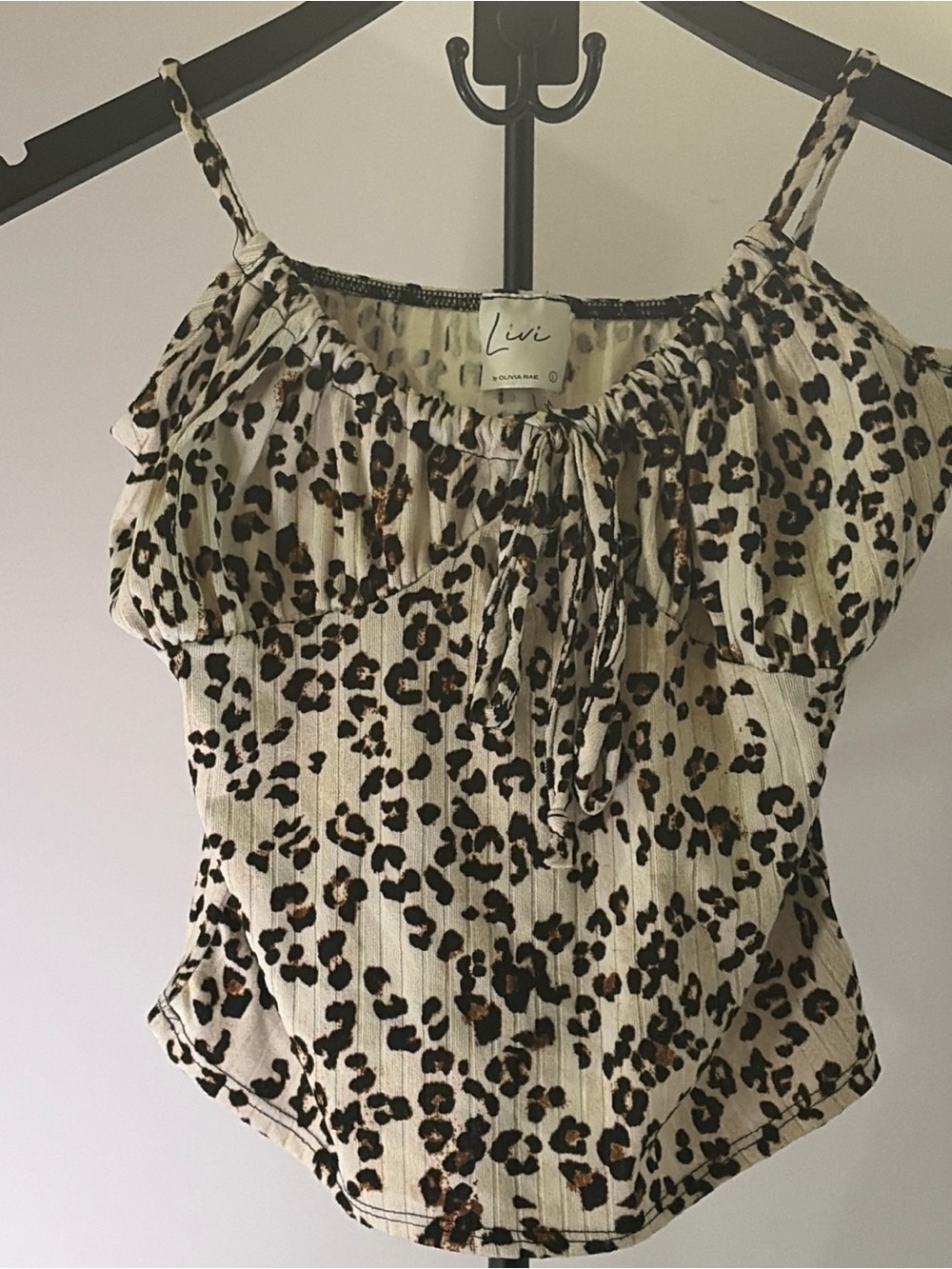 Olivia Rae Leopard Ruffle Cami - Cream, Brown, Black